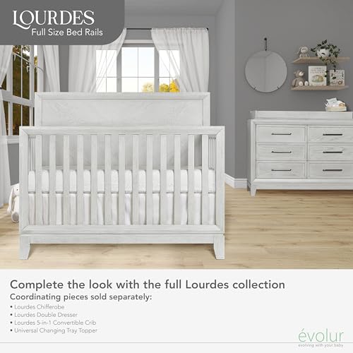 Image of Evolur Full-Size Bed Conversion Rails, Designed & Tested Cribs, Durable Hardwood Build with Secure Mattress Slats, Easy Assembly - Barnwood