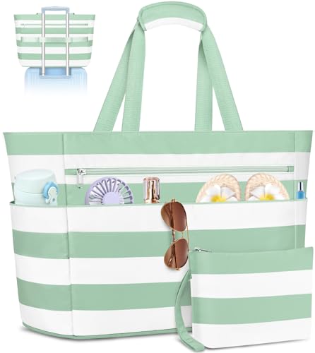 ENONEO Große Strandtasche mit Reißverschluss XXL...