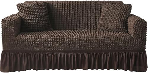Housse pour canapé d'angle en tissu antidérapant avec jupe élégante