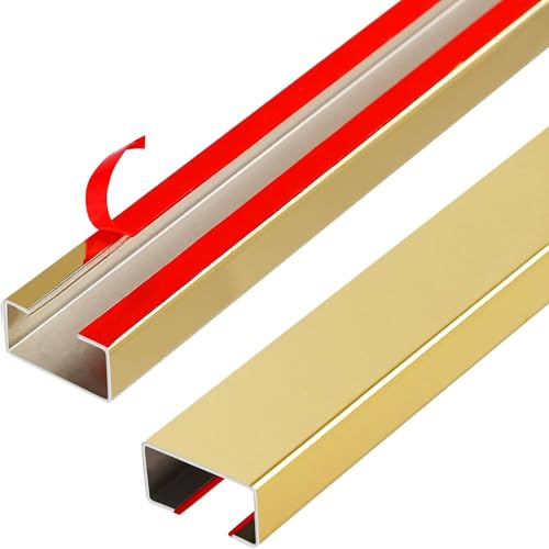 Canaleta para cables autoadhesiva de metal, caja ocultadora de cables eléctricos, 2 unidades, cubierta para cables en piso y pared (dorado, 15x10 mm) miniatura 1