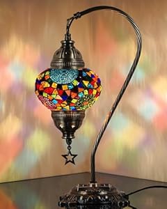 Demmex DEMMEXLAMP Mosaik-Tischlampe Schwanenhals 41,9 cm