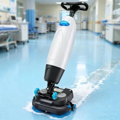 SEDAMORALLY Pulidora de Pisos Industrial y Lavadora Eléctrica Portátil, Tanques Dobles,Eficiencia 12000 Pies²/H, Ancho de Limpieza 17”, Ideal para Espacios Comerciales Pequeños, Oficinas