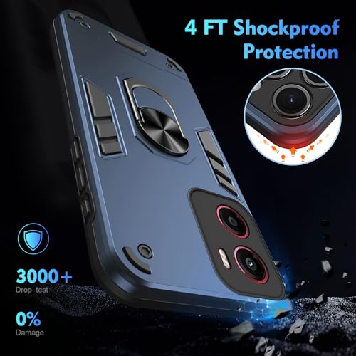 Lucyliy Compatible with Tecno Camon 30 4G/Tecno Camon 30 5G CL7 Phone Case Cover Built-in Stand Shockproof and Drop-Proof [with Tempered Glass Screen Protector] Blue