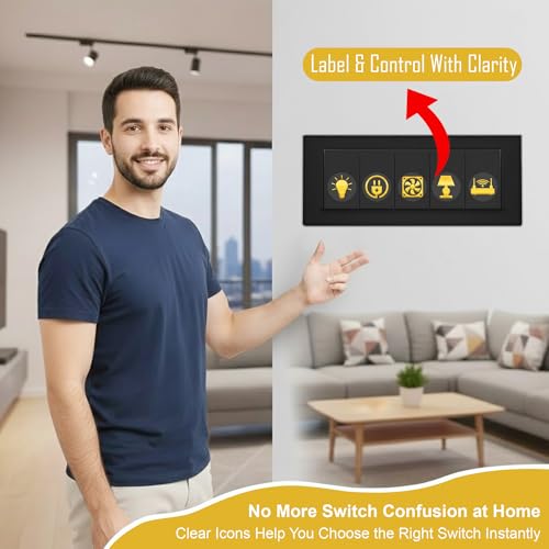 Image of GLUN Royal Gold 600 Vinyl Switchboard Stickers | 60+ Luxury Embossed Finish Icons for Fan, Light, AC & Home Switch Buttons