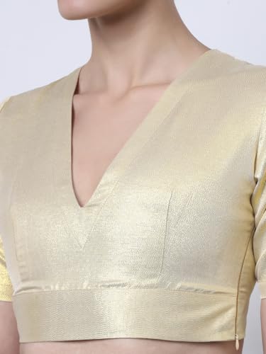 Image of Thevasa Women's Everyday Divine Depth V Neck Half Sleeves Blouse