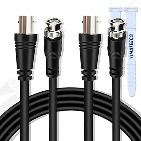 YIMATEECO BNC Cable CCTV Video Power Cable Extension Lead CCTV Security Camera Cable 3ft DC Power Extension Cable Male to Female BNC Cable Coaxial Cable (1M Cable, 2Pcs, Black) Cover