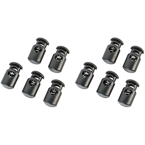 AceCamp Duraflex 10 x Kordelstopper up to 9 mm cord diameter with a single punch, black, cord clamp, double pack, 7054 Cover