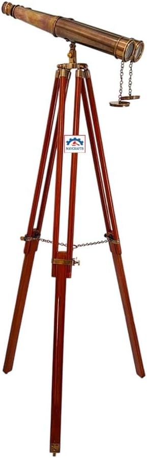 Nautical Brass 18" Binocular Telescope with Floor Tripod Stand Maritime Royal Navy Telescope - Fully Functional Collectible Binocular for Home & Office Decor