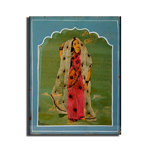 Image of Sikhash Raja Ravi Varma Canvas Paintings Classic Art, Indian Art, Famous Artist, Wall Painting for Living Room, Bedroom, Office, Unframed, Multicolor Fabric Size - 23x17 inches (58x43 cms, Rambha)