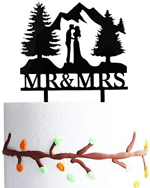 Mountain Wedding Cake Topper, Outdoors Wedding Cake Topper, Mr & Mrs Kiss Cake Topper, Hiking Wedding Cake Topper, Forest Theme Cake Topper, Mountain Cake Topper