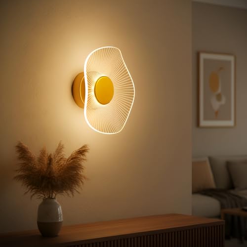 Image of Lamp master Luxury Crystal Wave Wall & Ceiling Lamp | 3-in-1 Color Changing Light | Antique Gold Finish | Modern Decorative Light for Living Room, Bedroom, Bedside, Hall, Restaurants, Home & Office