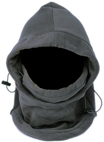 Lukis 6 in 1 Thermal Fleece Balaclava Hood Skimaske Mütze Sturmhaube Windmaske Schlupfmütze Fleece Sturmhaube (Grau)