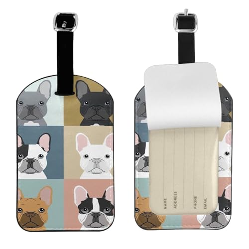 Accessorio da viaggio con stampa bulldog francese, etichetta essenziale per bagagli, 10,9 x 7,9 cm, protezione della privacy