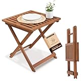 Folding Wooden Side Table – Premium Portable Foldable Table for Outdoor & Indoor Use, Patio, Camping & Small Spaces – Perfect with Adirondack Chairs – Golden Teak Finish