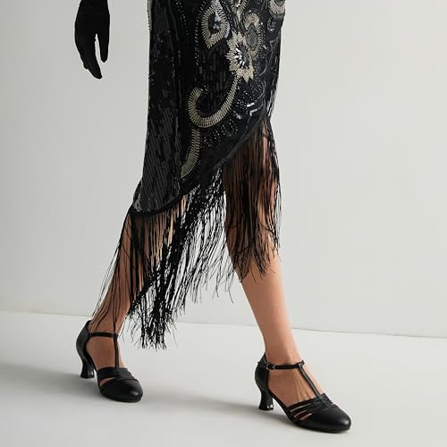 Women 1920s Shoes T-Strap Dance Pumps for Latin Salsa Ballroom Character Shoe Kitten Heel3