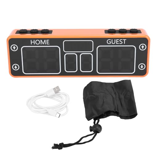 FUZHUI Digital Scoreboard, LED Electronic Score Keeper with Countdown Timer, 2000mAh Battery Powered for Indoor Outdoor Basketball Games (Orange)