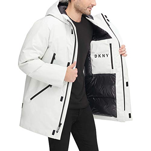 Image of DKNY Men's Water Resistant Hooded Logo Parka Jacket