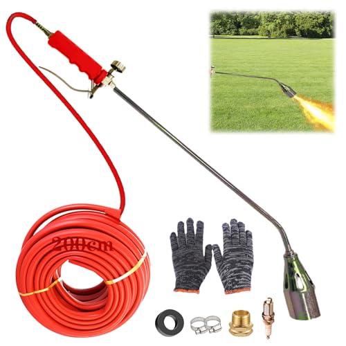 New Portable Propane Torch Weed Burner Kit 2026 Weed Torch with Turbo Trigger 35mm Nozzle 200cm Hose Flamethrower for Flame Weeding Roofing Snow Melting