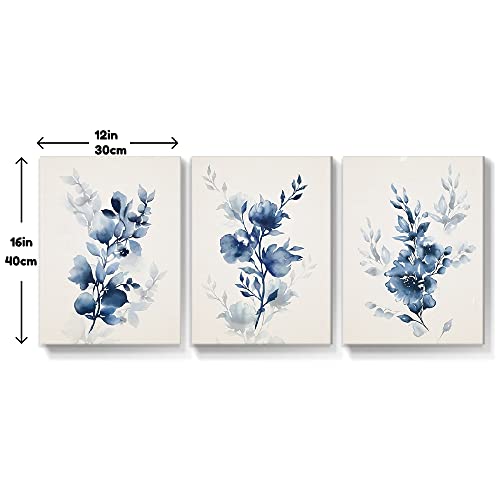Takfot Flower Wall Art Prints Modern Blue Floral Painting Watercolor Picture Framed Home Decor Botanical Artwork Ready To Hang For Bedroom Bathroom Living Room 1216 Inch thumb #3