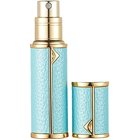 AsaNana Perfume Atomiser, Refillable, Filling Technology without Funnel, Empty Perfume Atomiser, Spray Bottle for Travel, Handbag on the Go (Light Blue) Cover
