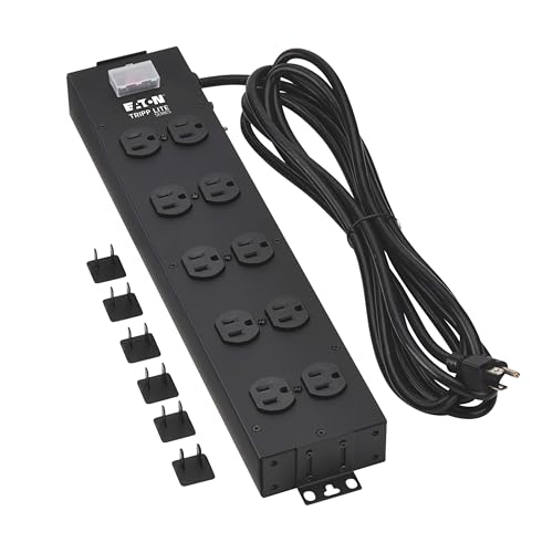 Eaton Tripp Lite Series Regleta de Energía Industrial de 10 Salidas, Metal, Opción para Montaje en Pared o Bajo Escritorio, Cable de Extensión de 15 pies, Interruptor con Cubierta, Negro (UL800CB-15) miniatura 3