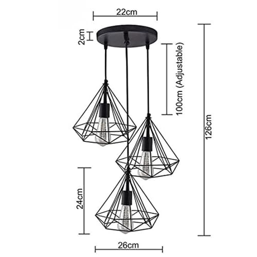 Image of Lexton Diamond Cluster Pendant Light, Home Decor Items, Hanging Ceiling Decorative Chandelier Home, Living Room, Indoor Outdoor Jhumar Lighing, 40 Watts,(Bulb Not Included, Black)