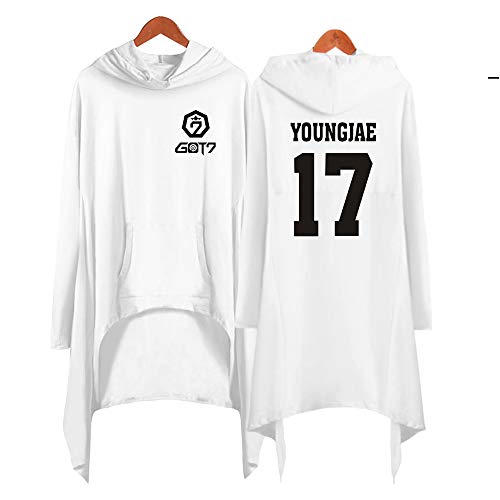 Photo de Sweat-Shirts à Capuche Robe Irrégulière Ourlet Impression de Lettre Pullover Manche Longue Loisir Tops Hip Hop Hauts Asymétriques JB Bambam Jackson Mark Jinyoung Yugyeom Youngjae