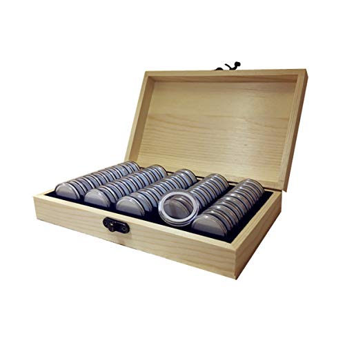 MJJEsports 50Pcs 25/27/30Mm Moneda De La Exhibición Del Soporte De La Caja Para La Losa Certificada Con La Caja De Madera - imagen 7