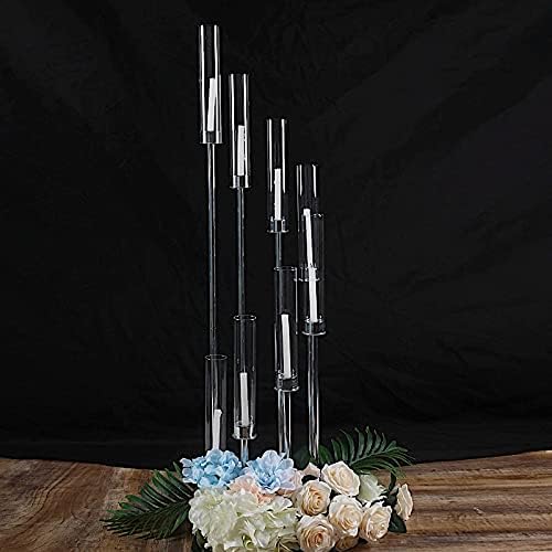 Miniatura 4 de Candelabro plateado de 42 pulgadas de alto para centro de mesa, mesa de comedor de boda, recepción, fiesta, decoración del hogar