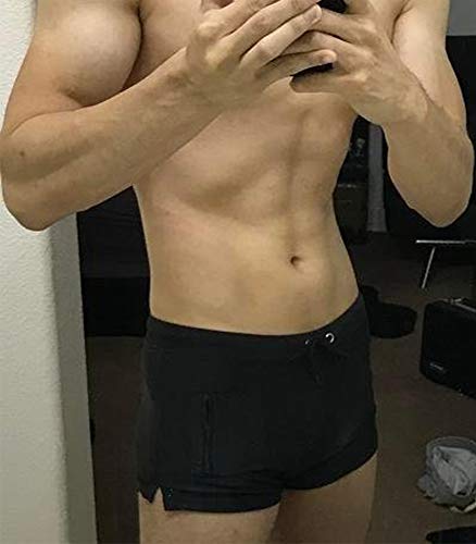 Malavita Mens Swim Shorts Slim Wear with Pocket (L, 01black) - Thumbnail 2