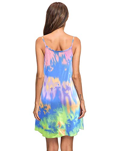Image of MISFAY Women's Summer Spaghetti Strap Casual Beach Cover Up Dress with Pockets