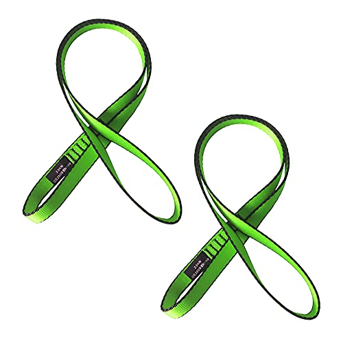Eslinga de Escalada de Nailon, Corredor de Eslinga de Nailon de 18mm para Escalada en Roca, Columpio, Trabajo en árboles, Actividades al Aire Libre (60 cm, Green (2 pcs))