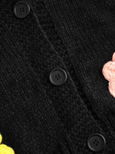 Image of CIDER Women's Floral Cropped Cardigan Cute Flower V Neck Button Down Trendy Sweater