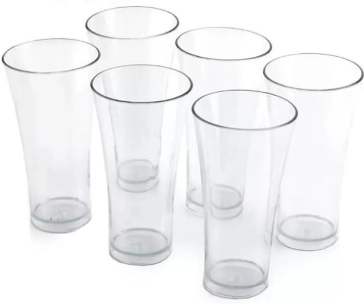 Image of Finner (Pack of 6) Stylic Glass Set Glass Set Water /Juice Glass Glass Set Water /Juice Glass (300 ml, Plastic, Clear)