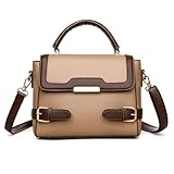 Collection Satchel for Women - Ladies Shoulder Bag With Top Handle, Crossbody Handbag Purse with Adjustable (Khaki)
