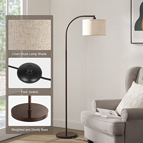 DEWENWILS Modern Arc Floor Lamp, Corner Lamp for Living Room, Minimalist Standing Tall Arched Light with Adjustable Line Lampshade, Bedroom, Home Office, Simple Design Farmhouse Style (Bronze) - Image 6