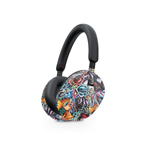 Image of MightySkins Carbon Fiber Skin Compatible with Sony WH-1000XM5 Headphones - Old School Tattoo | Protective, Durable Textured Carbon Fiber Finish | Easy to Apply