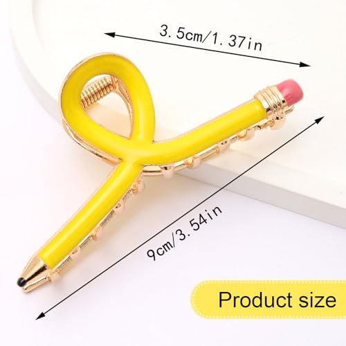 Pinza para cabello con diseño de lápiz color amarillo miniatura 6
