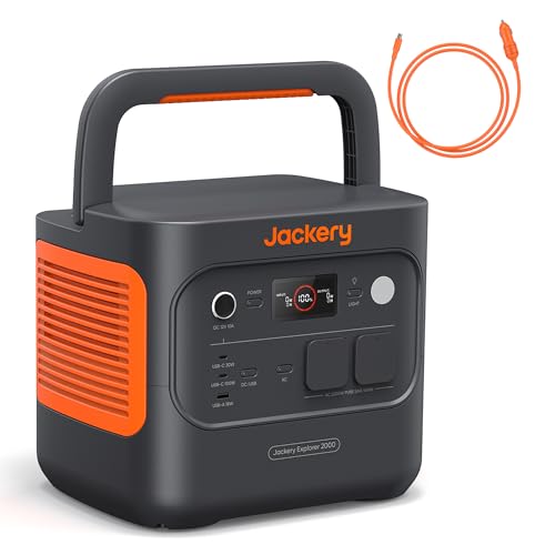 Jackery E2000 v2 tragbare Powerstation, LiFePO4 Akku, 2042Wh Solargenerator mit 2200W Ausgang (Max 4400W), Schnellladung von 0-80% in 52 Min für Notfall, Camping, Wohnmobil