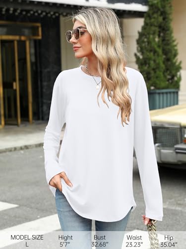Image of Elesomo Womens Shirts Casual Crew Neck Short /Long Sleeve Tunic Tops Tees
