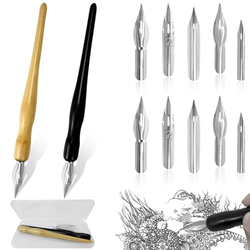 Lot de 5 stylos de calligraphie avec support, 125 mm, 2 couleurs différentes