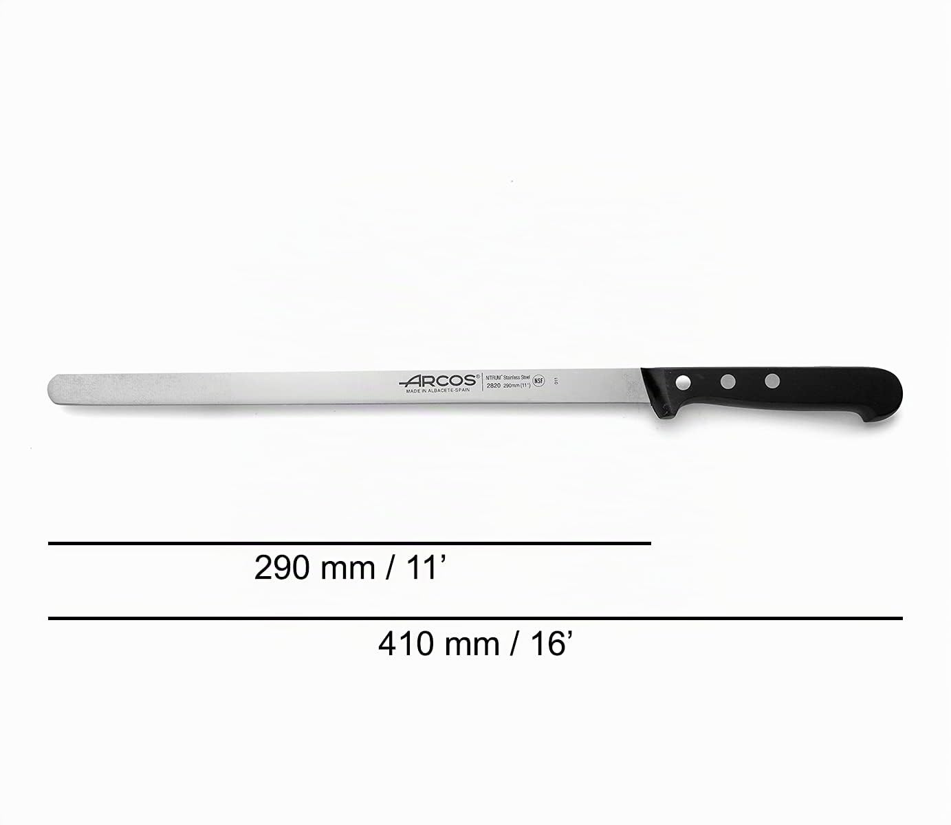 Arcos Série Universelle Couteau à Trancher Jambon 11" Lame Acier Inoxydable Nitrum Manche Noir POM
