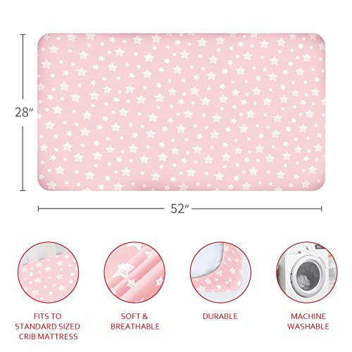 Crib Sheets & Waterproof Bamboo Crib Mattress Protector 4 Pack Set, Waterproof Crib Sheets Mattress Pad Cover, Grey & Pink #TOP5