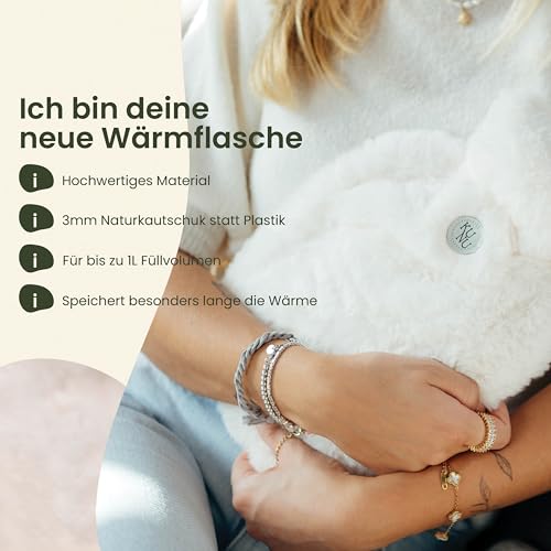 KUNU® die besondere Wärmflasche - 1l - inkl. Geschenkverpackung - mit extra Bezug - unwiderstehlich flauschig - perfekt für Erwachsene und Kinder - auslaufsicher und getestet