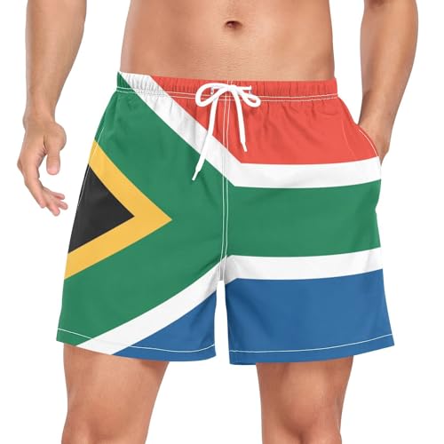 Yuiboo South Africa Flag South African NationalMen's Swimming Trunks Men Lined Workout Running Shorts with Compression Liner Mens Board Shorts Swimwear Lightweight Multi