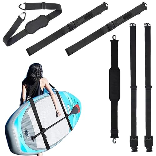QXBXYHM Kayak Surfboard Paddle Board Shoulder Strap Hands-Free SUP Carrying Adjustable Heavy-Duty Strap with Anti-Scratch Design Padded Shoulder Sling for Paddleboards, Surfboards, Longboards