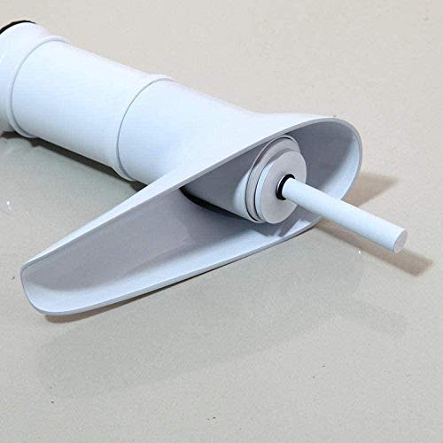 Robinet mélangeur d'eau blanc avec bec cascade pour lavabo et bassin - 4