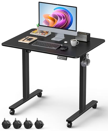 Xyndyx Höhenverstellbarer Schreibtisch, 80x60 cm, Hochwertige Tischplatte, elektrischer Schreibtisch höhenverstellbar, Computertisch mit Memory Funktion, Schwarz
