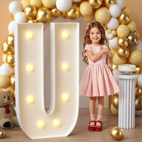 Lettres mosaïques lumineuses chapiteau U 91 cm fête anniversaire