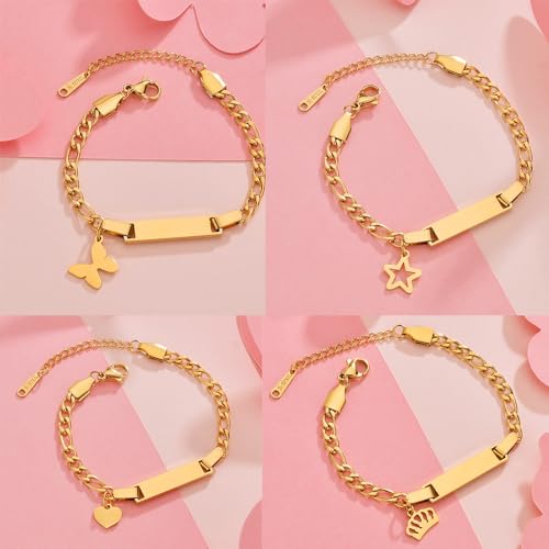 18K Gold Custom Name Bar Bracelet for Baby Boy Girls Engraved Name Bracelets for Children Toddler from Mom,Baby Cross Bracelet for Baptism Girl New Born Birthday Gift Adjustable2